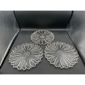 Set of 3 Vintage Hazel Atlas Sunflower Daisy 10" Luncheon Snack Plates